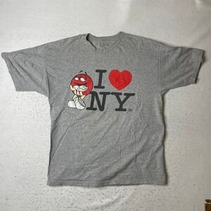 M&M's I Love NY T-Shirt Mens XL Gray Short Sleeve Graphic Tee